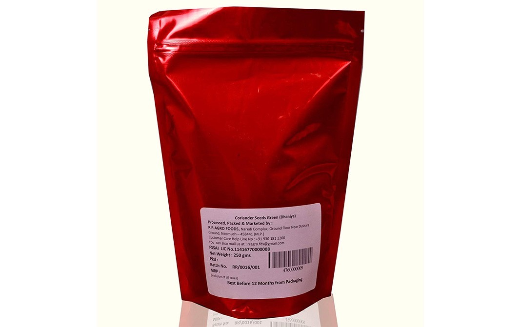 R R Agro Foods Coriander Seeds Green (Dhania)    Pack  250 grams